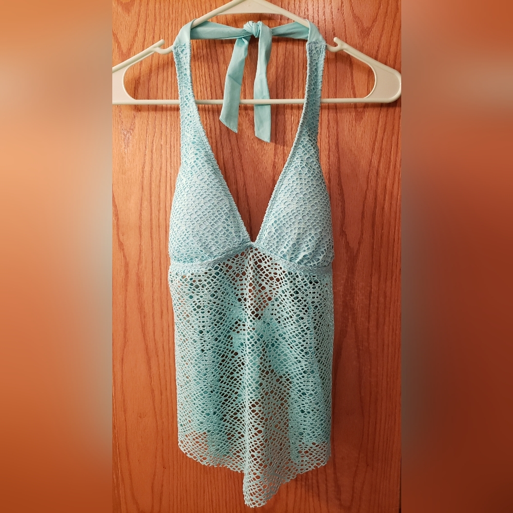 NWT Mossimo Size Medium Mint Julep Green Tankini Mesh Swim Suit Top